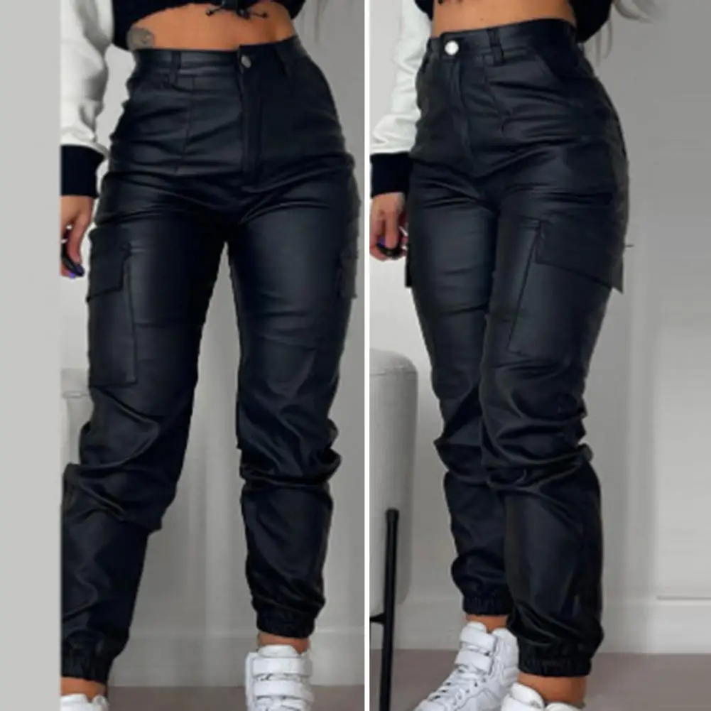 Women Motorcycle Trousers Women Pants Stylish Women's Faux Leather Pants Soft Breathable Slim Fit Trousers with for Motorcycle