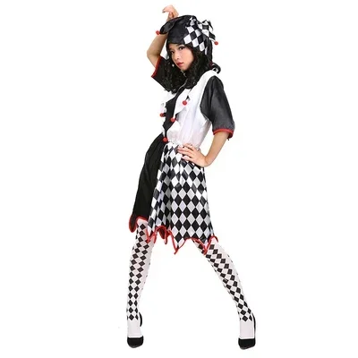 Roupas Cosplay Halloween para homens e mulheres, fantasias de palhaço, circo Droll, casal Love Clothing, masculino e feminino Cos, adulto