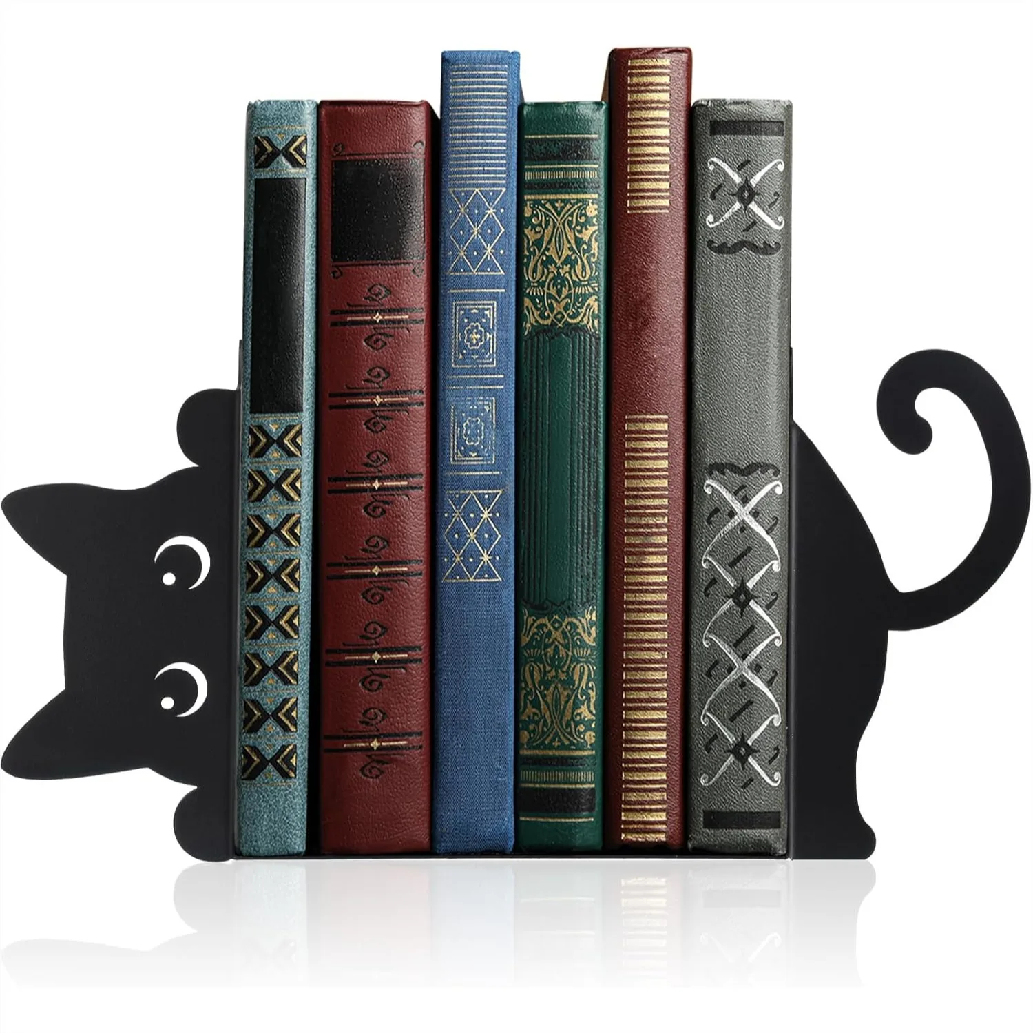 

Peeping Cat Metal Bookends Set of 2 Cute Book Ends for Shelves Home Office Desk Decor Gift for Cat Lovers