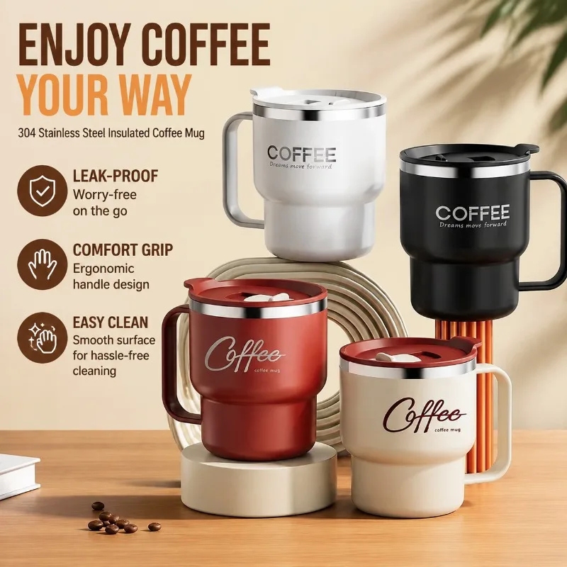 Taza de Acero Inoxidable 304 de Gran Capacidad, Diseño de Doble Boca, Vaso de Oficina con Tapa Sellada, Recipiente para Café Resistente al Calor, para Infusión de Té