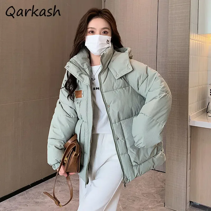 

Short Style Parkas Women New Winter Cotton-padded Outerwear Thickened Warm Hooded Bread Tops Sports Casual Trendy Aesthetic Chic