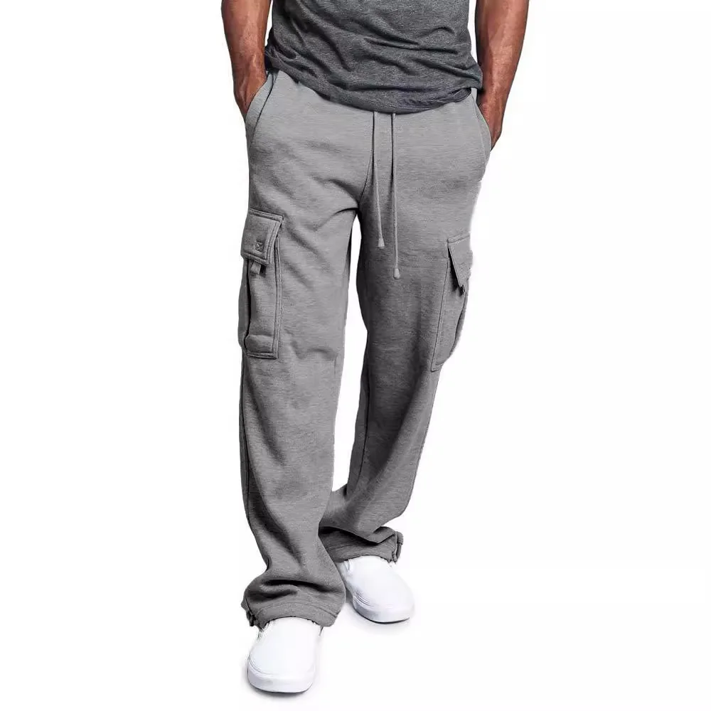 Spring and Autumn New Men's Sports Leisure Trousers Multi-pocket Loose Solid Color Cargo Work Pants Streetwear Men Pants