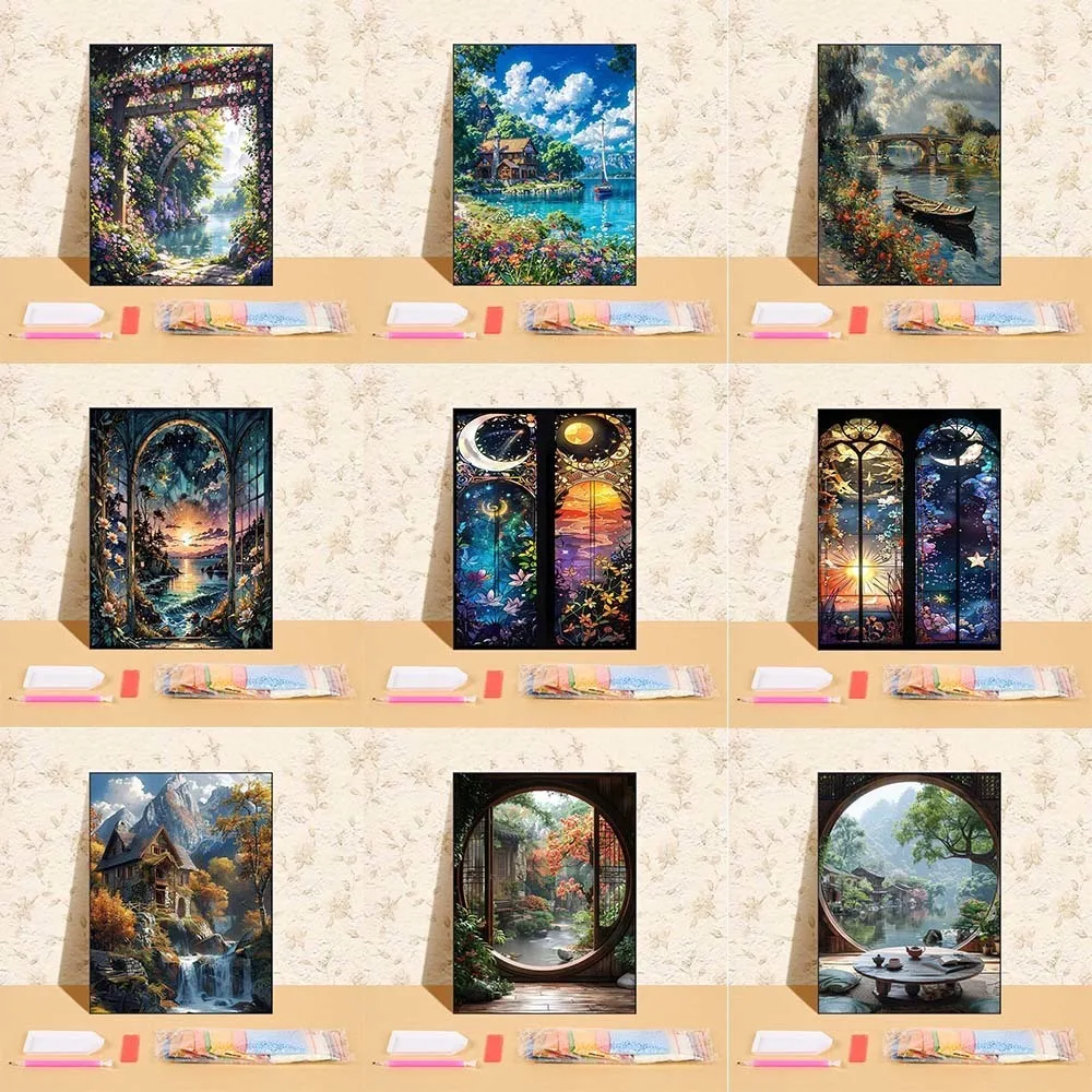 

Full Round Diamond Painting Landscape Diamond Mosaic Creative Hobbies Decor For Home Scenery Picture Of Rhinestone Wall Art