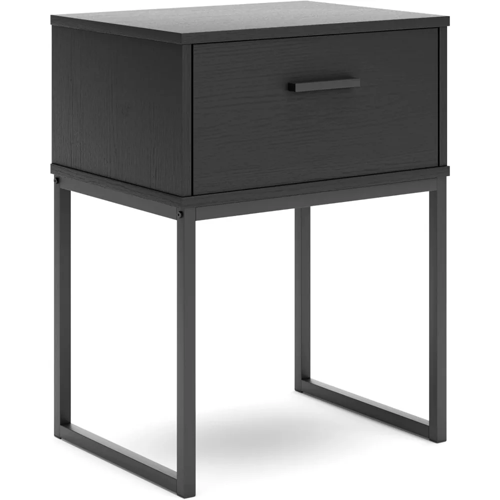 

Signature Design by Ashley Socalle Modern 1 Drawer Nightstand with Metal Legs, 26.02 Tall, Black
