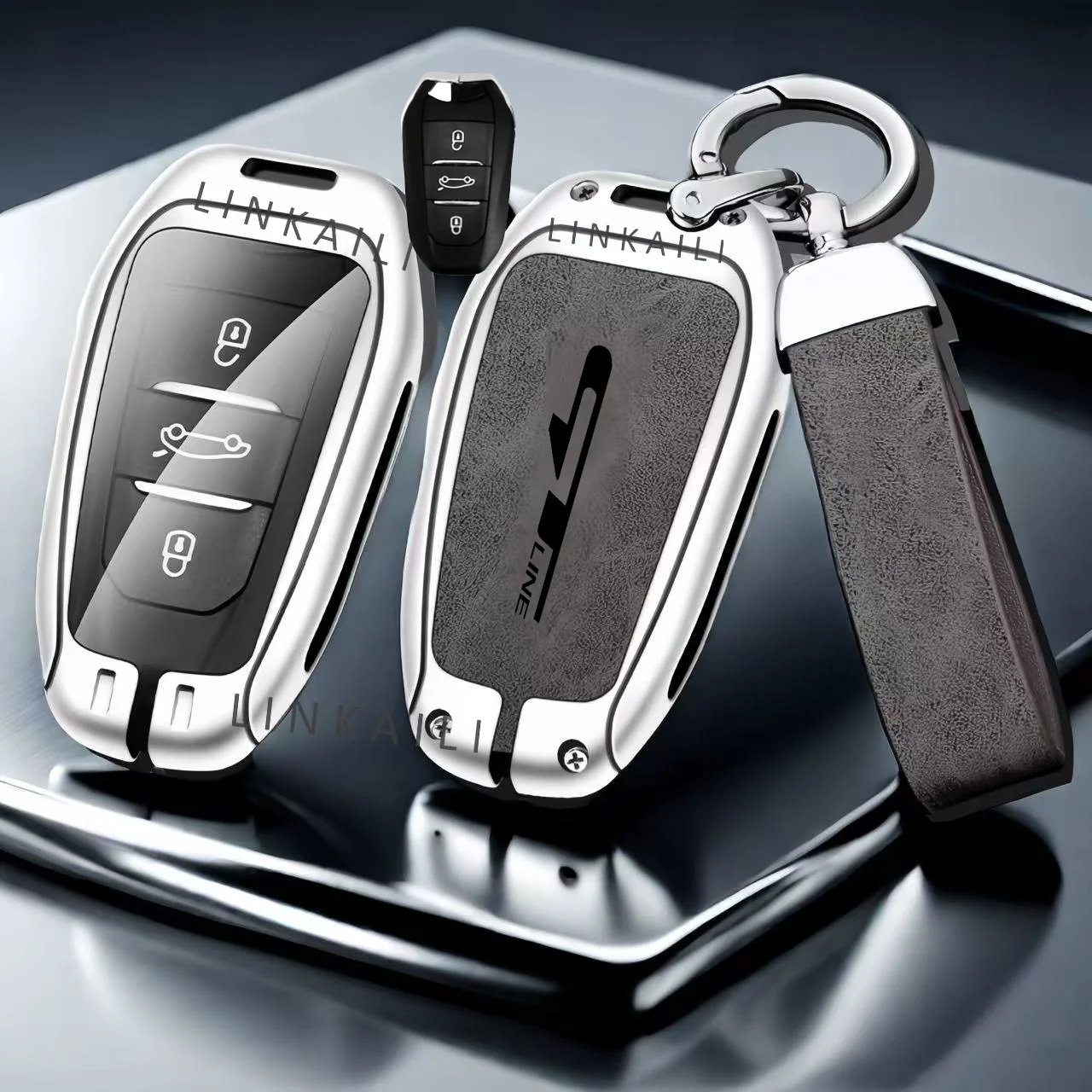 Auto Zink-legierung Schlüssel Fall Tasche Für Peugeot GTLine 207 307 407 208 308 408 508 2008 3008 4008 5008 RCZ Auto Schlüssel Kette Metall Schlüssel Shell – Detail 9