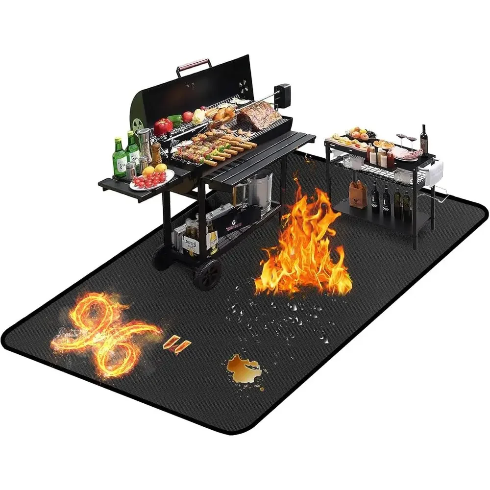 Double-Sided Grill Mat - Waterproof, Oil-Resistant Pad for Outdoor BBQ and Deck Protection