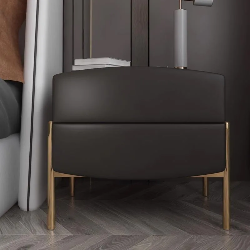 Solid wood light luxury bedside table Modern microfiber leather locker Bedroom storage cabinet