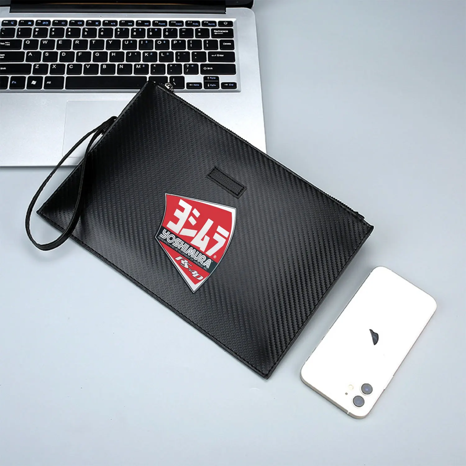 Logotipo Yoshimura escape RS-4D diseño elegante impreso PU bolso de hombre moderno y práctico para el transporte diario