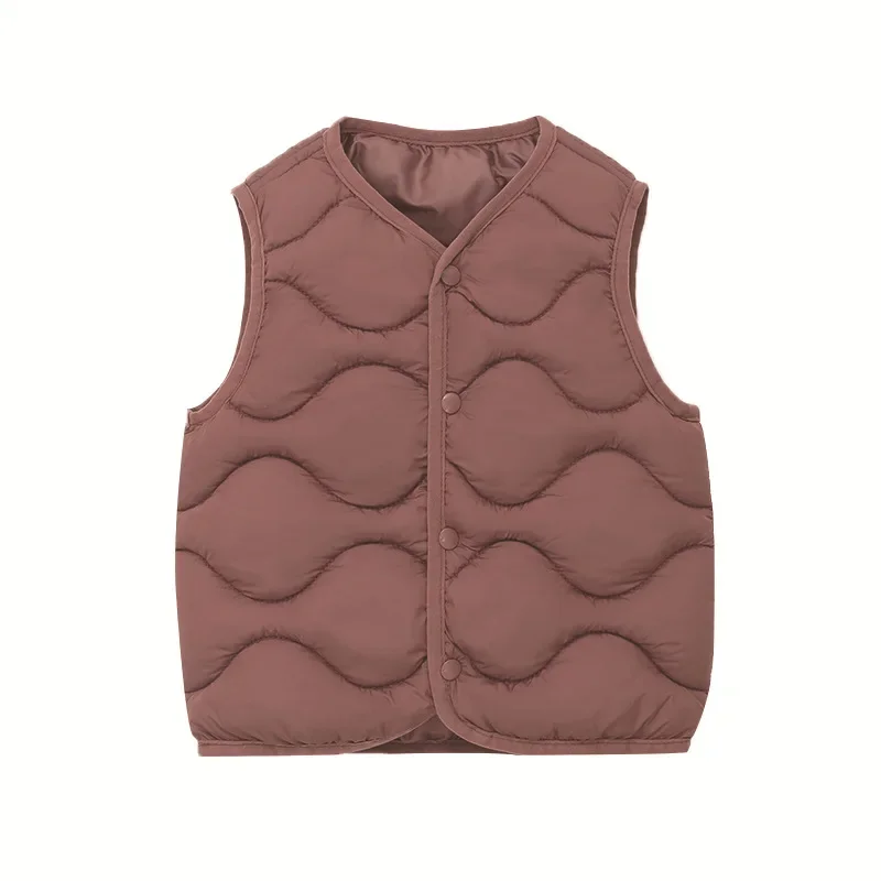 2024 Fall and Winter Clothes Children Vest Baby Boys Warm Cotton Vest Toddler Girl Lightweight Padded Waistcoat Coat 90-140cm
