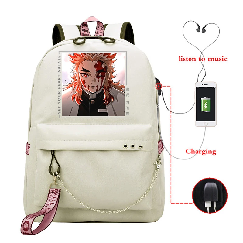 Manga Demon Slayer Printed Backpacks New Fashion Multifunctional Ladies Large Capacity Street Bags Demon Slayer Hip Hop Bags