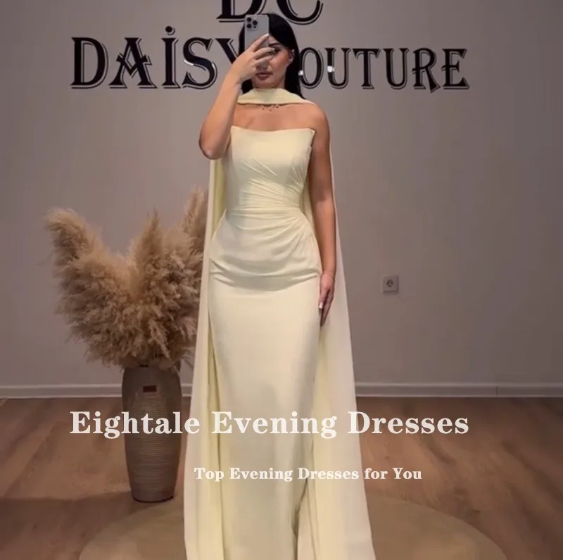 Eightale Elegant Evening Dress Strapless Chiffon Floor Length Mermaid Arabic Prom Party Gown Customized Robes de soirée image 5