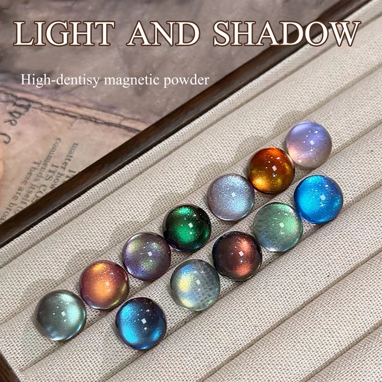 SHAKA 1pcs High Density Sparkling Brown Background Color Light Cat Eye Gel Nail Polish Autumn Winter Whitening Glass Bead Gel