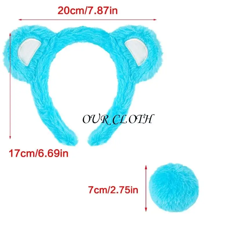 Tier Little Bear Kostüm Set, Bärenohren Stirnband mit Bärenschwanz Halloween Kostüm Party Vorräte für Jungen Mädchen Y1ac