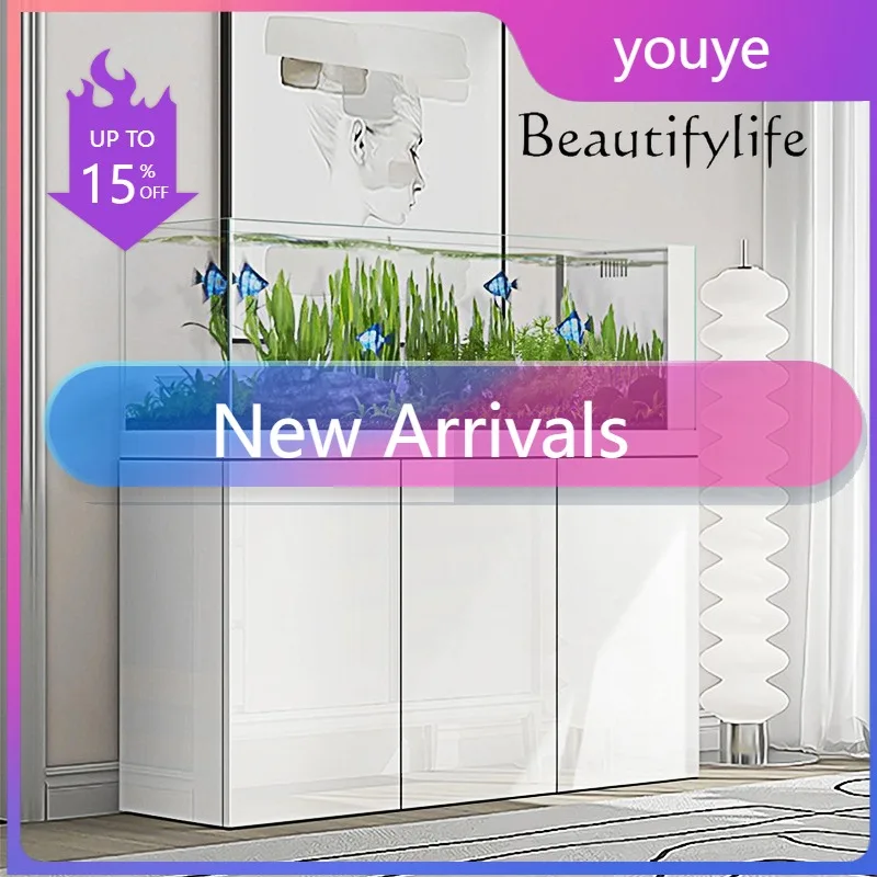 R Stream Tank Bottom Filter Integrated Small Ecological Glass Fish Tank Next To TV Cabinet Ultra-white Ancient Oxygen Fish Tank