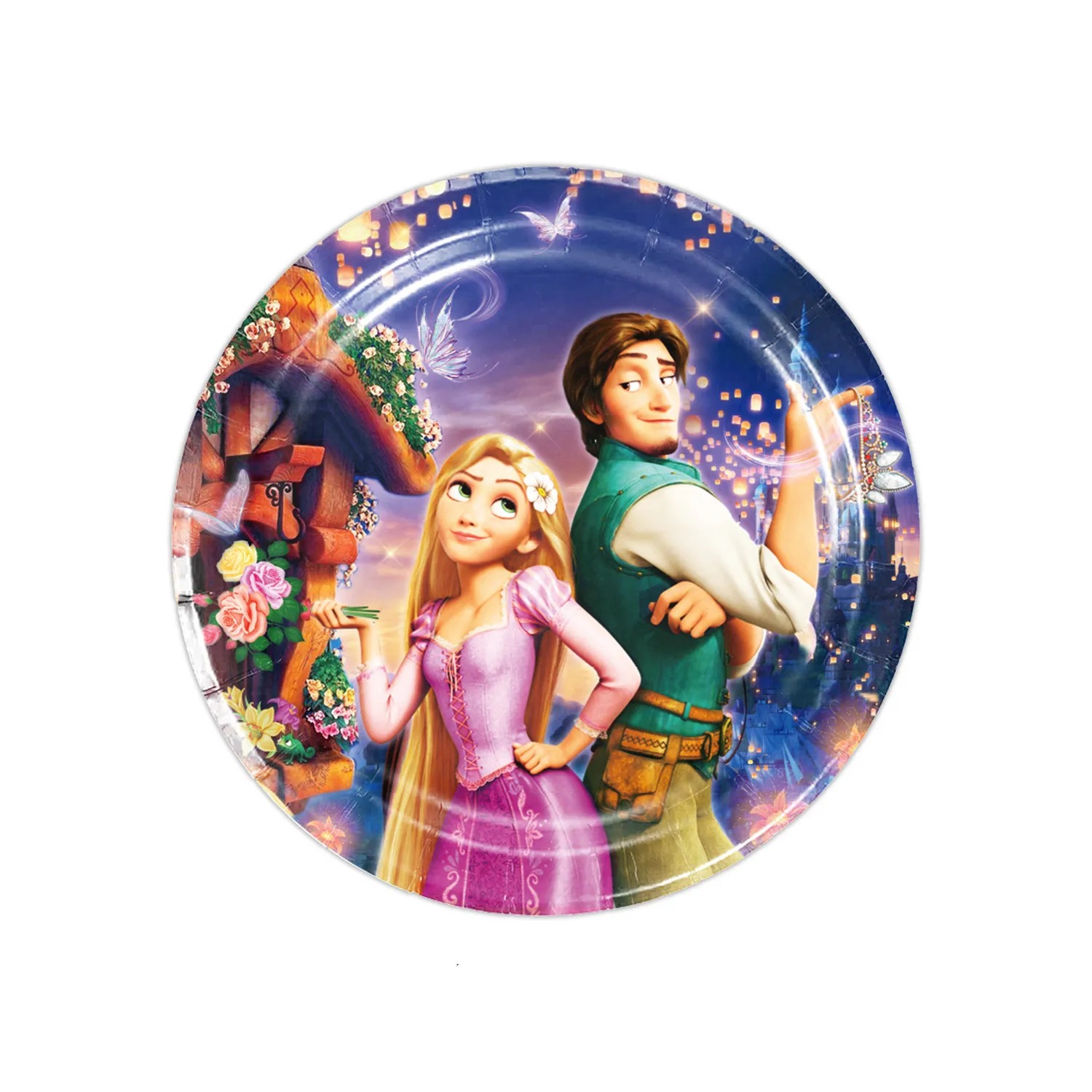 Tangled Rapunzel Princess Party Decorations Disney Princess Disposable Tableware Plates Banner Balloons For Girls Birthday Party