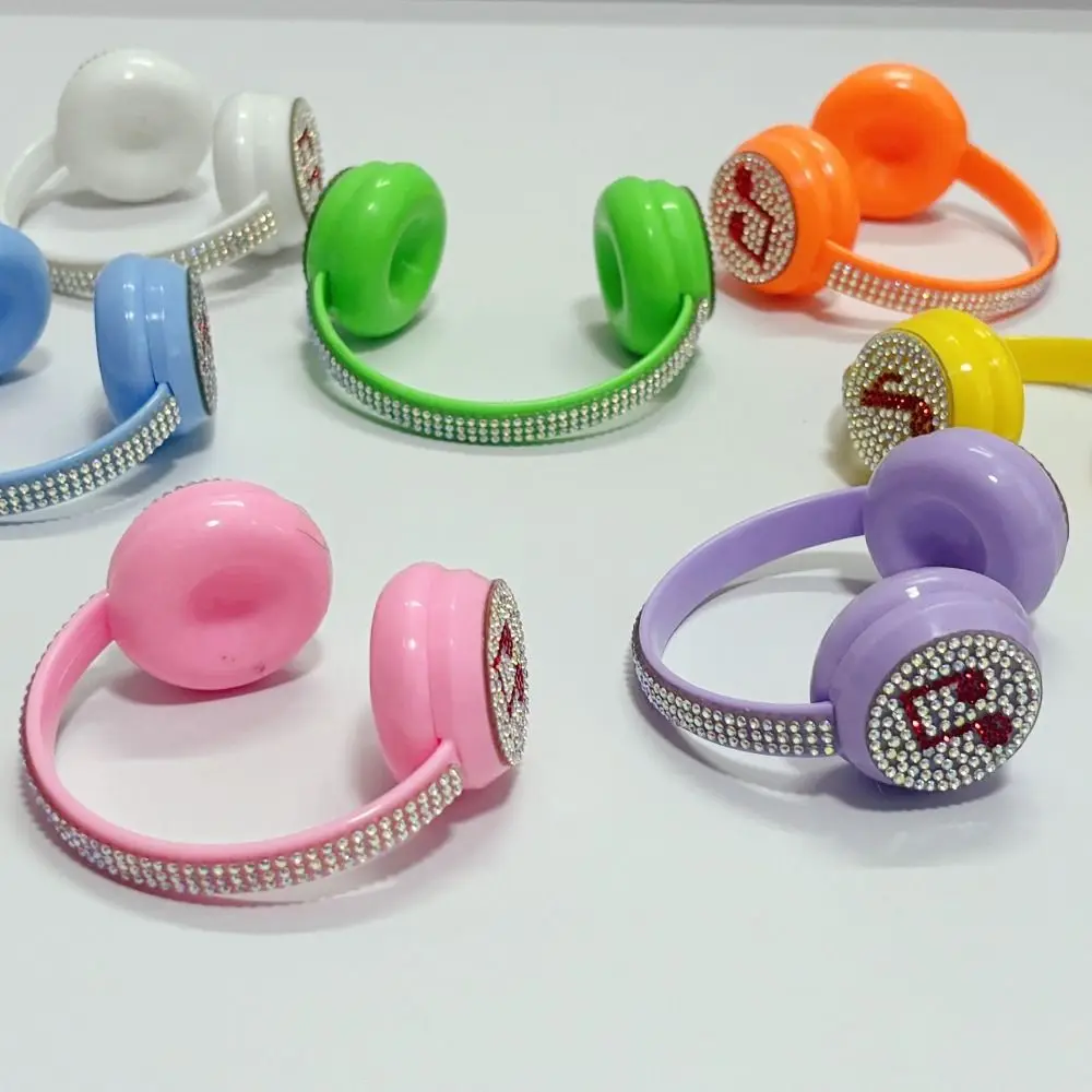 라인스톤 노트 인형 헤드폰 플라스틱 장식 액세서리 장난감 헤드폰 DIY 인형 헤드셋 이어폰