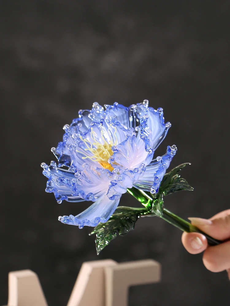 Handmade glazed home decoration ornament simulation immortal flower simulation peony flower souvenir