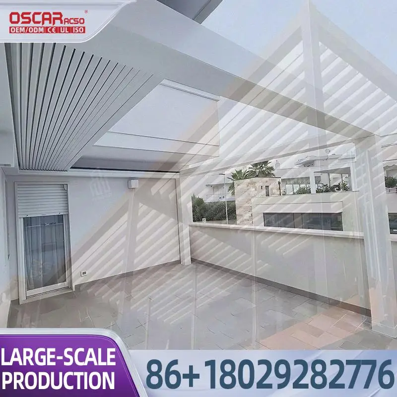 12x20 Attached Wall Mounted Outdoor Kitchen Fully Retractable Louvre Pergola for Villa Restaurant Bar pergola