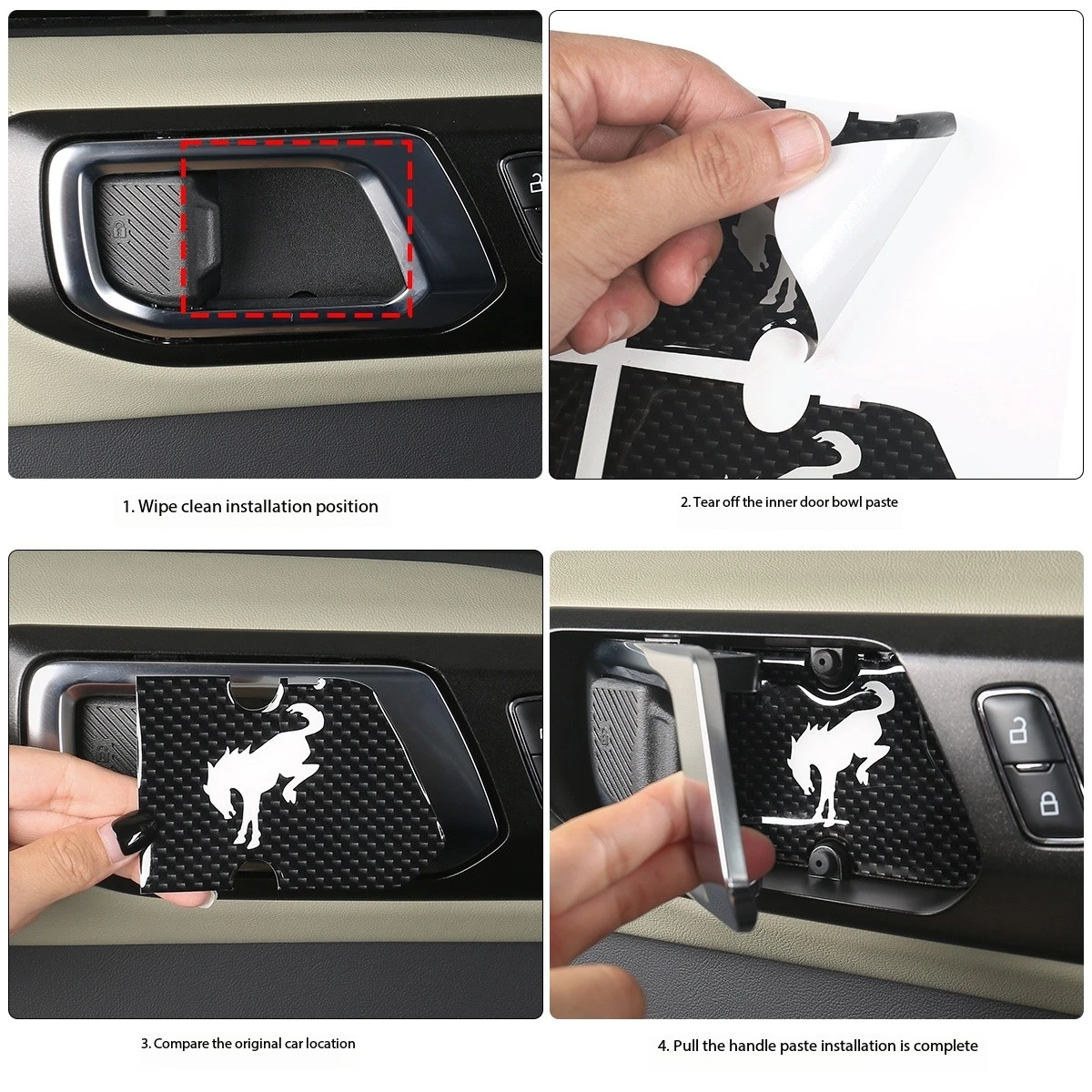 Suitable for Ford Bronco special drop glue carbon fiber pattern car interior door bowl handle decoration protection sticker modi