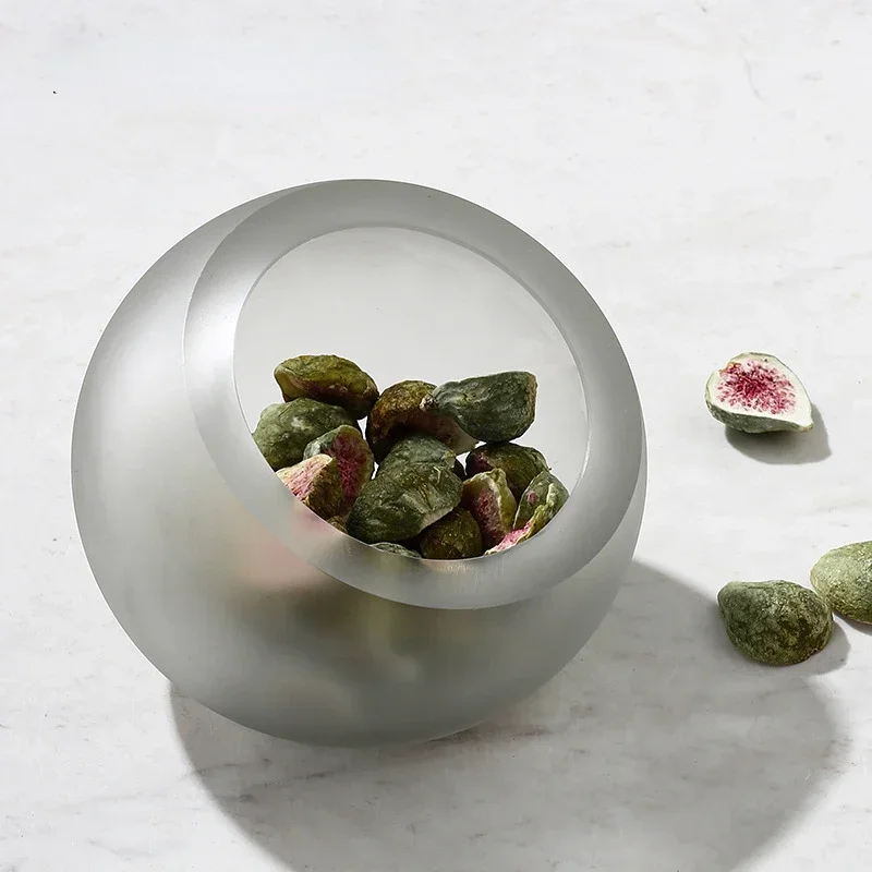 Home Semi round frosted glass vase, living room, soft decoration, porch, luxury, model room decoration