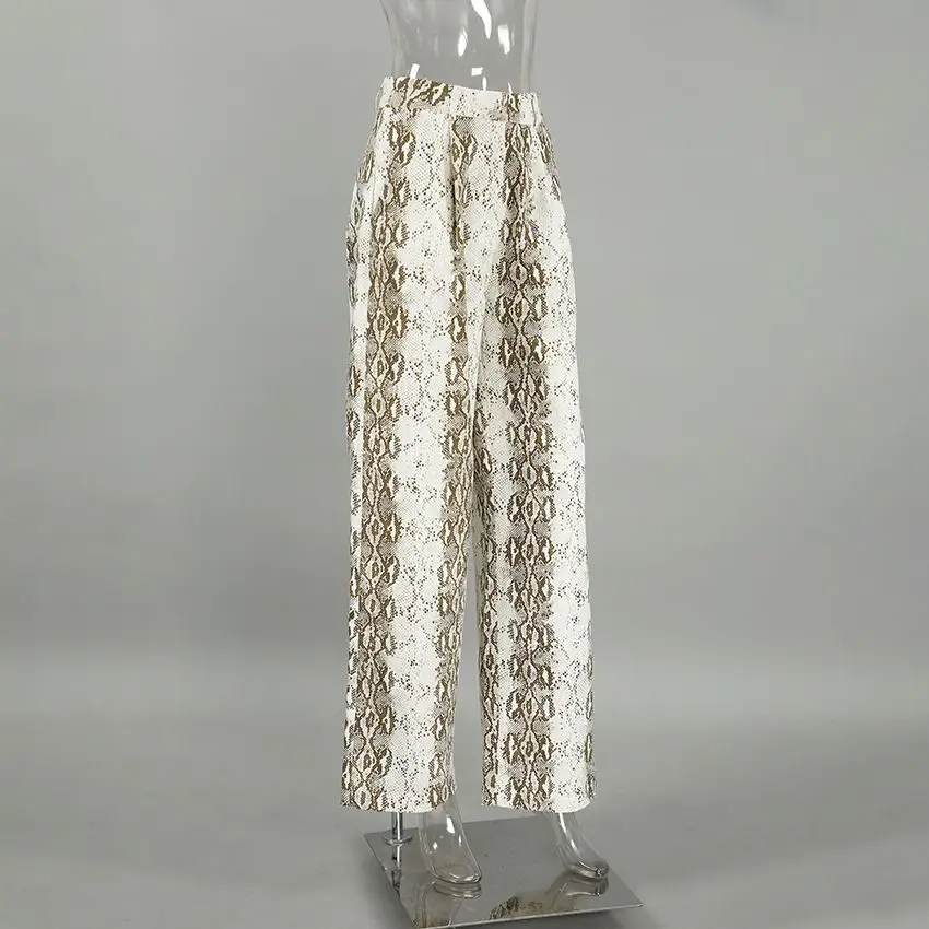 Spring 2025 New Vintage Snake-Print Loose High-Waist Straight-Tee Casual Pants