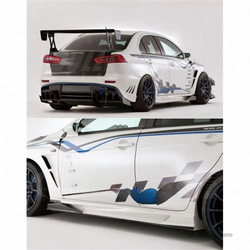 Adecuado para la modificación del Mitsubishi Lancer Evolution de 10ª generación, kit de faldones laterales de fibra de carbono, faldones laterales Varis.