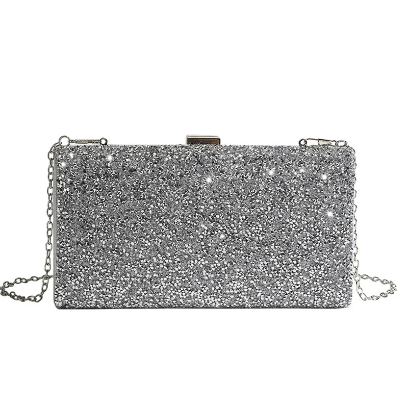 Luxury Diamond Evening Bag Women Shiny Crystal Wedding Party Handbag Ladies Day Clutch Bridal Dressed Long Purse With Chain