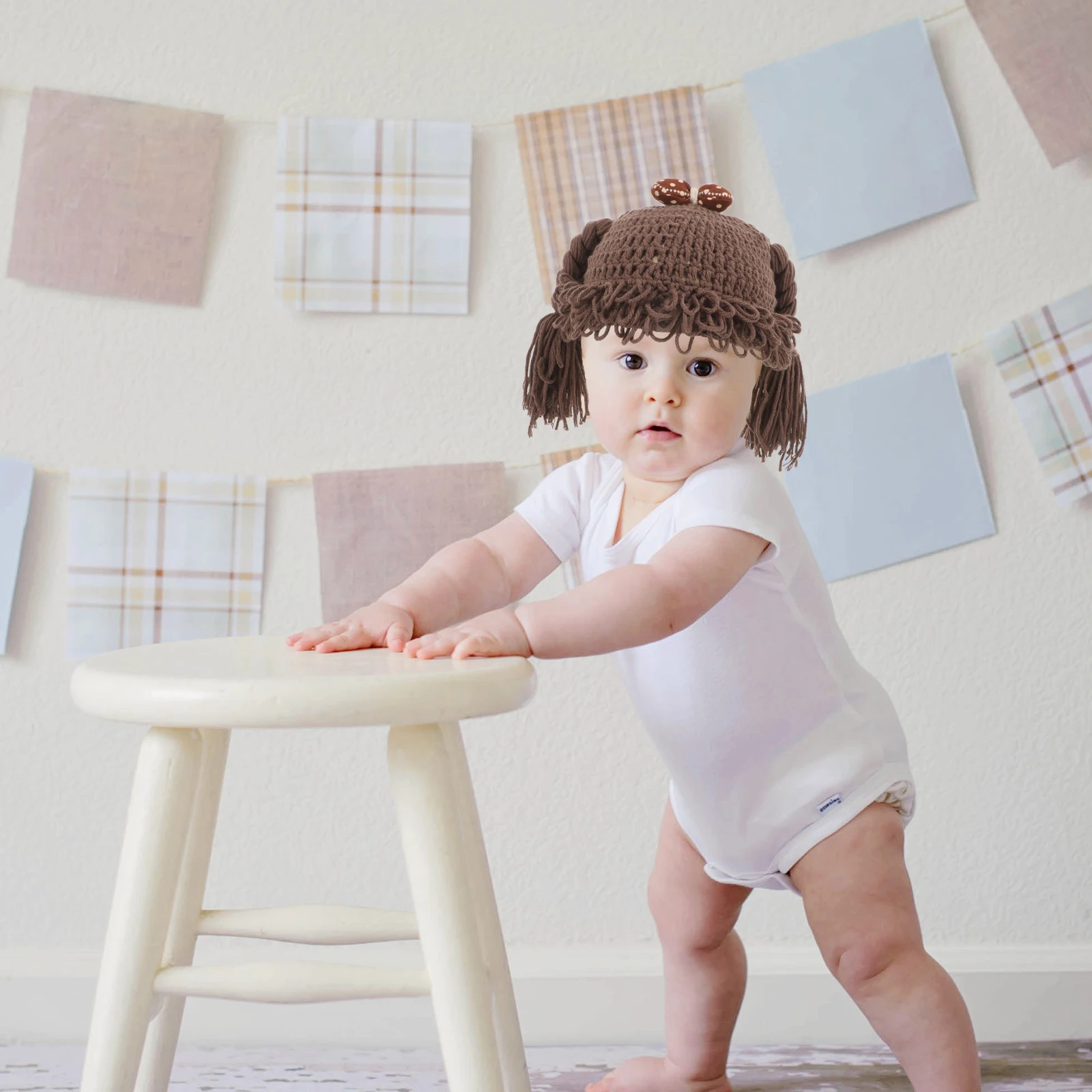 

Children's Hat Baby Knit Winter Girl Cap Soft Woolen Yarn Funny Design Photography Accessory Toddler Infant Warm Hats Caps