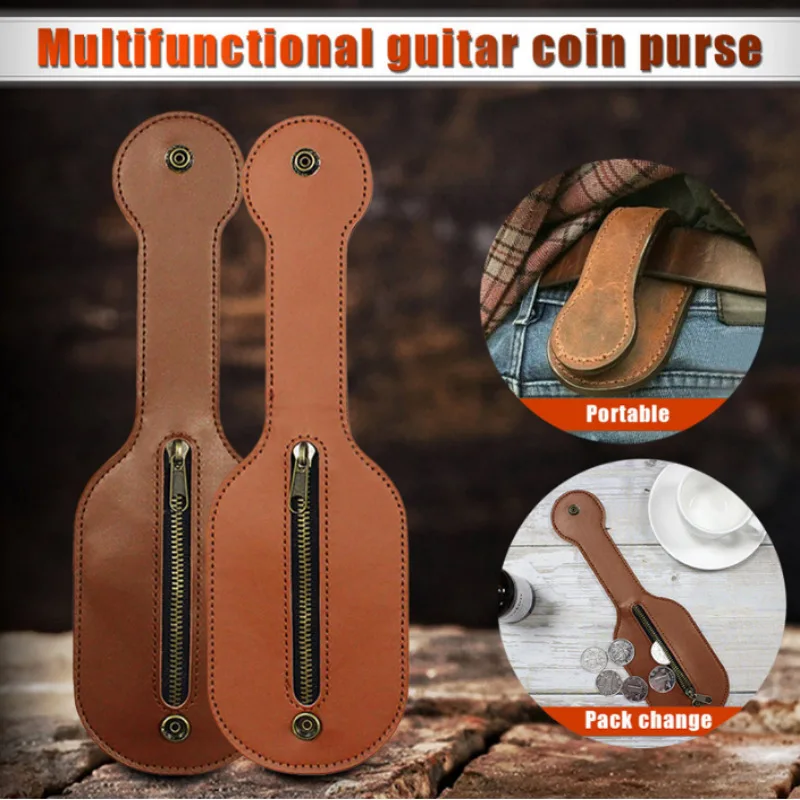 Multifunctional Guitar Coin Purse Men's Outdoor Utility Self-Defense Waist Pouch Wallet Travel Mini Belt Bag Tactical Purse