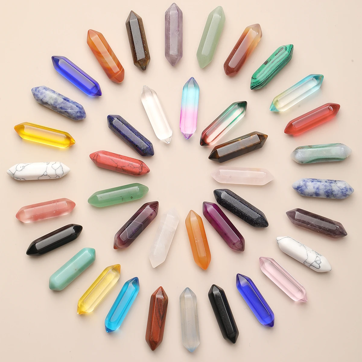 

10 Pcs/lot Hexagonal Column Natural Stone Healing Crystal Point Wand Energy Gems Ore Mineral Crafts Home Office Decoration