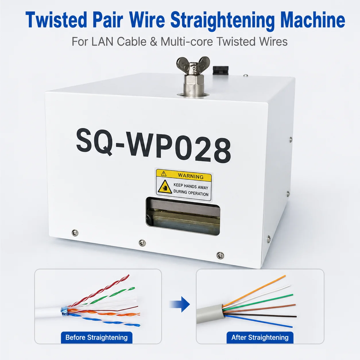 MSSQ-WP028 Pneumatic Twisted Pair Cable Straightening Machine AWG14-32 Ethernet Cat5 Cat6 Wire Straightener Factory Price