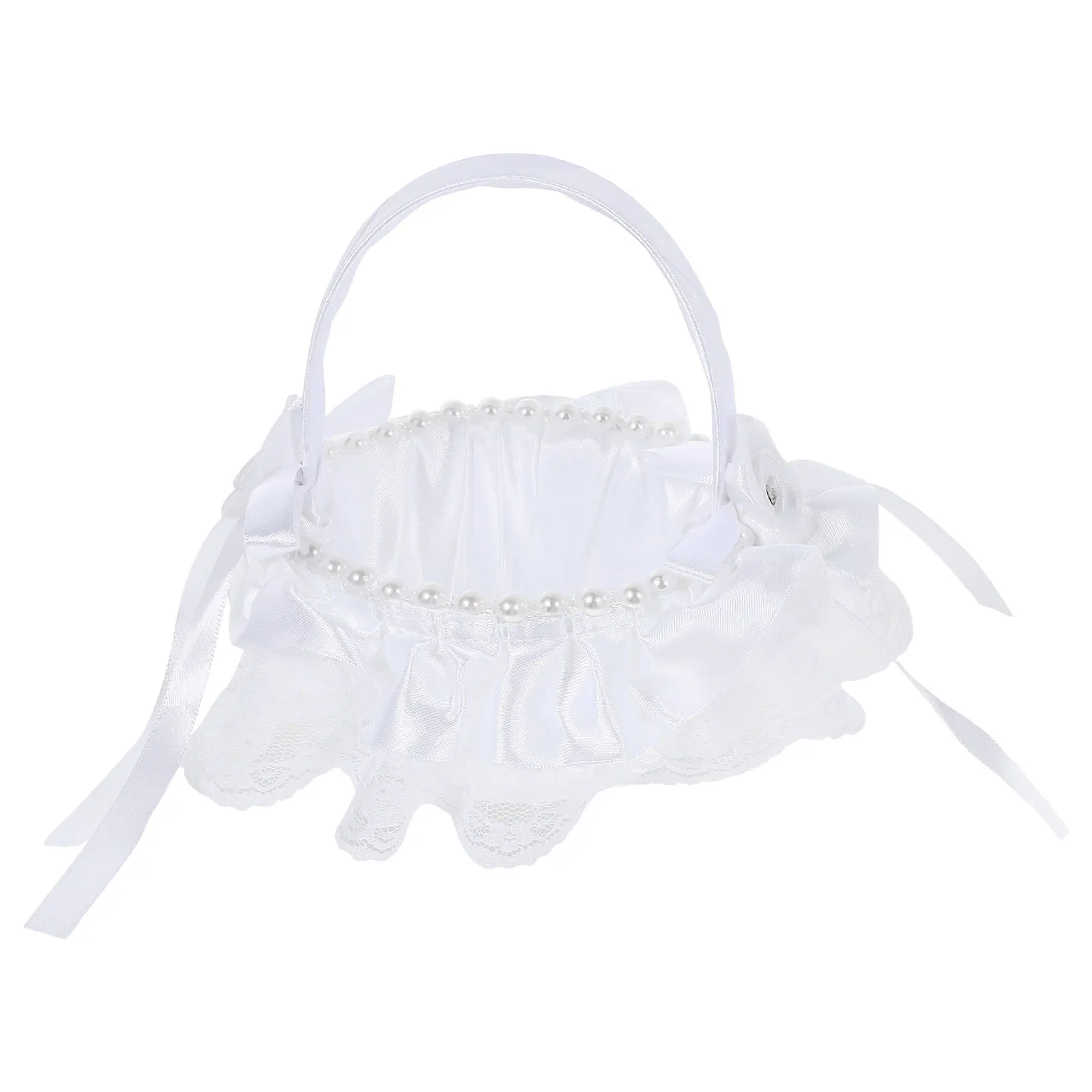 

Lace Flower Basket Wedding Decor Baskets Bridal Cloth Girl Scatter Petals Romantic Elegant Decorative Bouquets Storage