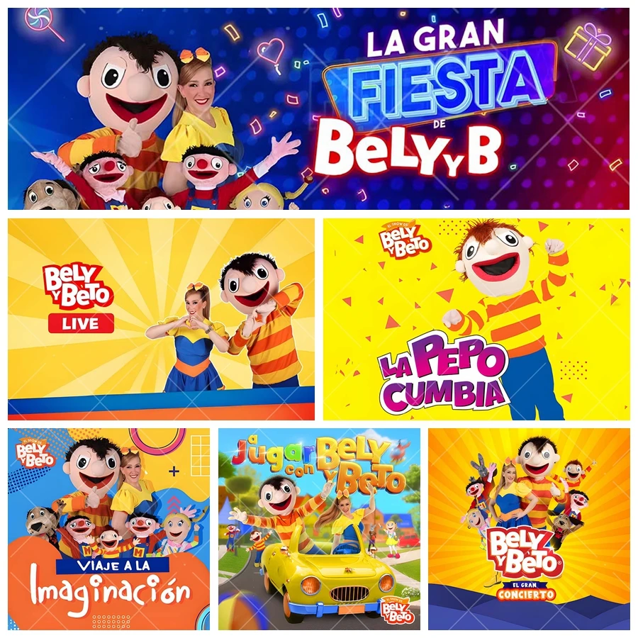 

Bely y Beto Cartoon Themed Party Backdrops Vinyl Polyester Children's Birthday Decoration Baby Shower Backgrounds For Photograph