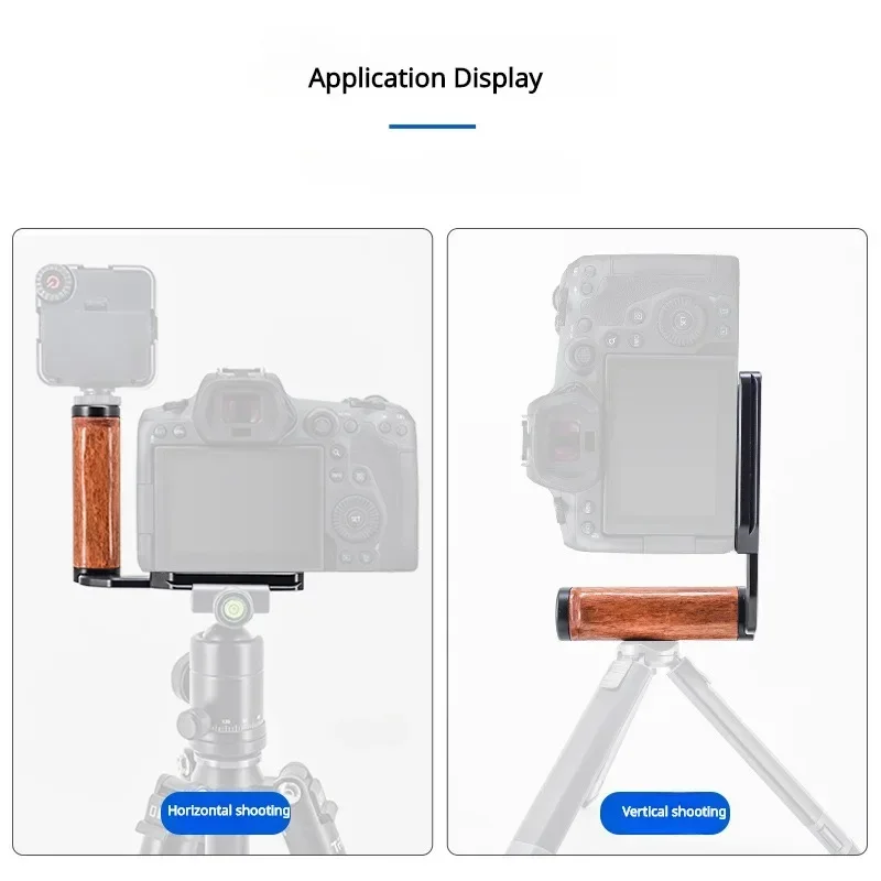 Pelat pelepas cepat pegangan kayu samping braket L dudukan 1/4 inci untuk kamera DSLR Canon Nikon Sony