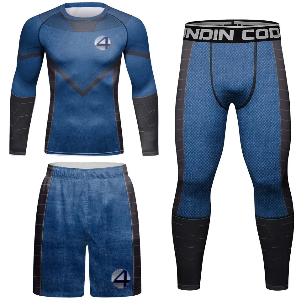 Rashguard Men Compression Sportswear Set Bjj Running Sport Clothes Jogging Tights Tracksuit MMA Shorts T-Shirt Training Leggings