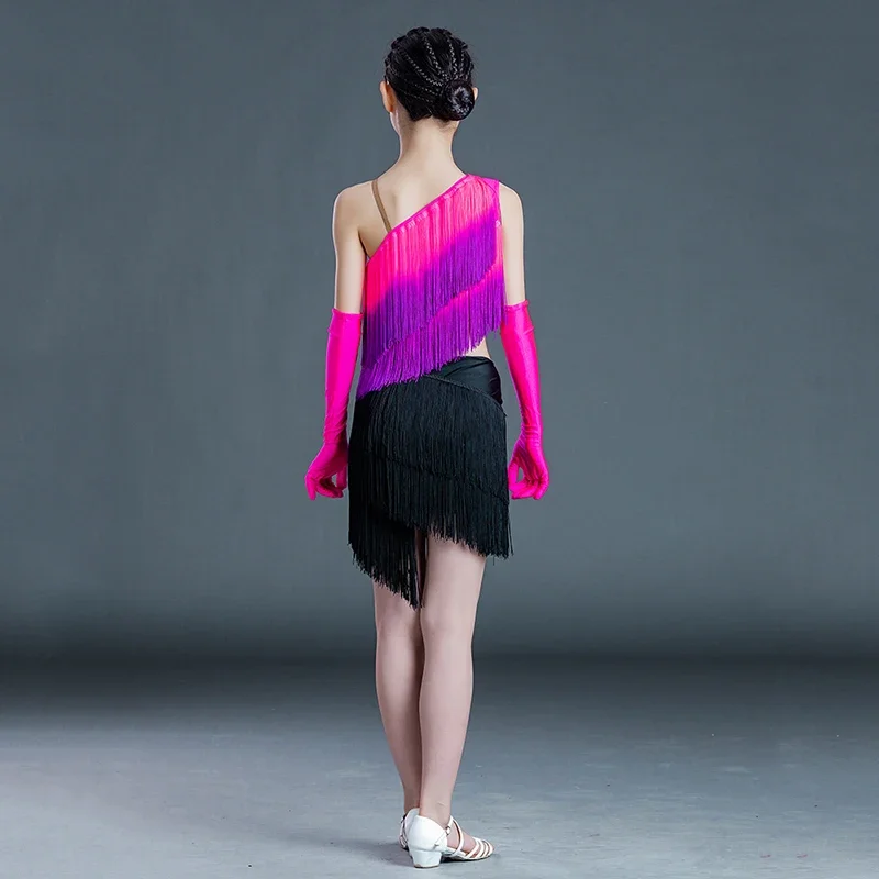 New Latin Dance Competition Costume Girls Fringed Dress Short Style Kids Latin Dress Samba Rumba ChaCha Dancing Wear BL6208