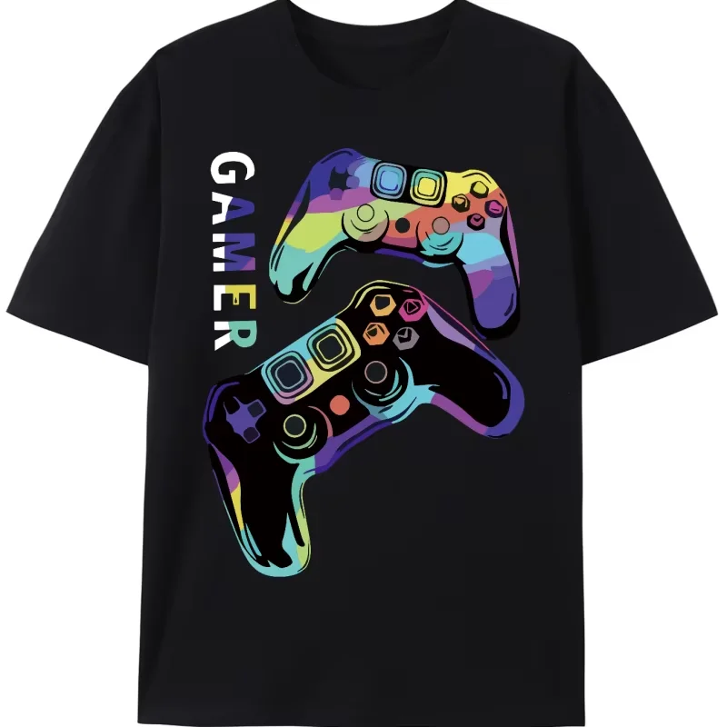 Funny Gamer Printed T-Shirt For Men Women Game Pad Graphic Tees Casual Oversized Short Sleeve Tops Round Neck Streetwear T Shir