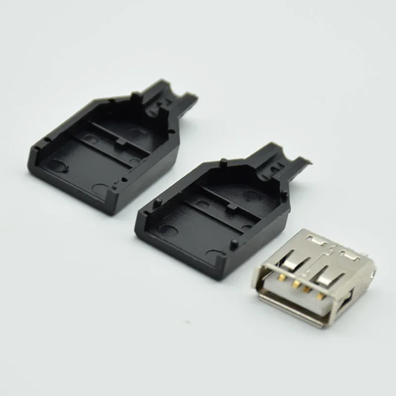 10pcs/5pcs  Female USB Type A 4Pin Plug Socket Connector  With Black Plastic Cover Three-piece suit diy