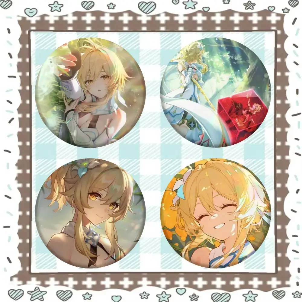 Lumine Genshin Impact Game Badge Tinplate Meme Round Brooch For Hat Bag Creative Lapel Jewelry Accessories Gifts