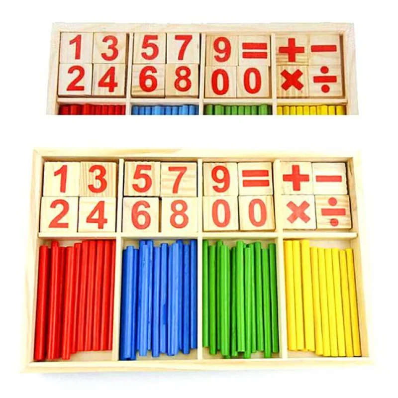 Juguetes Educativos de madera para niños pequeños, palos de conteo de bloques de inteligencia matemáticas para preescolar