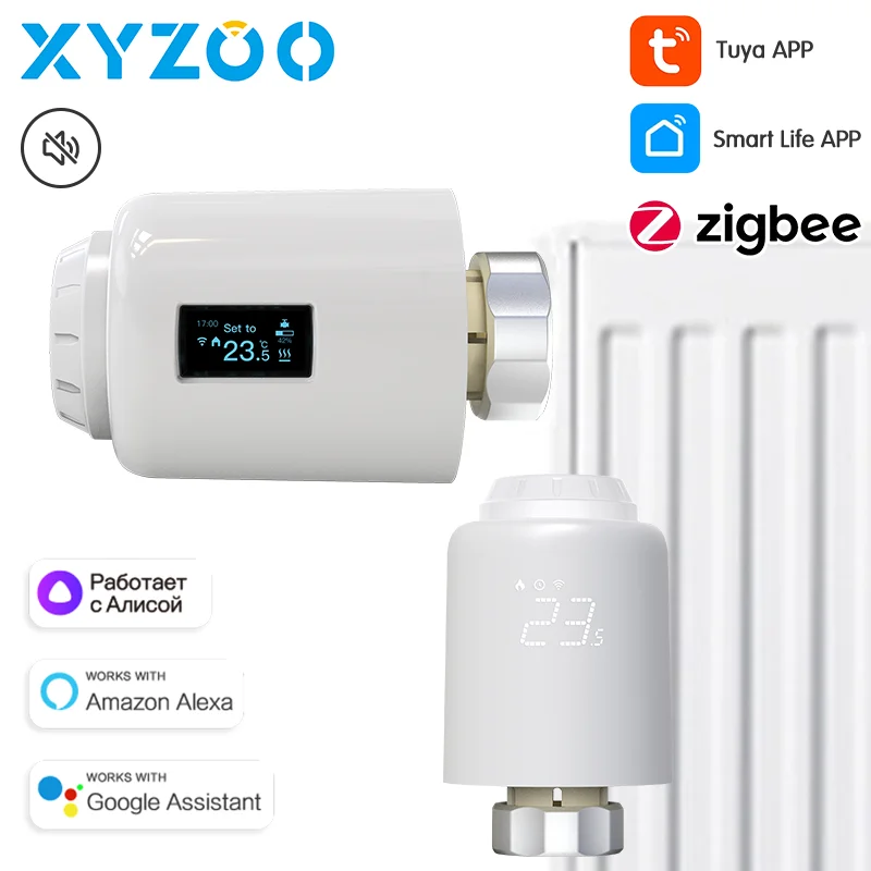 Tuya Smart ZigBee Thermostatic Radiator Valve TRV Radiator Programmable App Remote Temperature Controller with Alexa Google Home