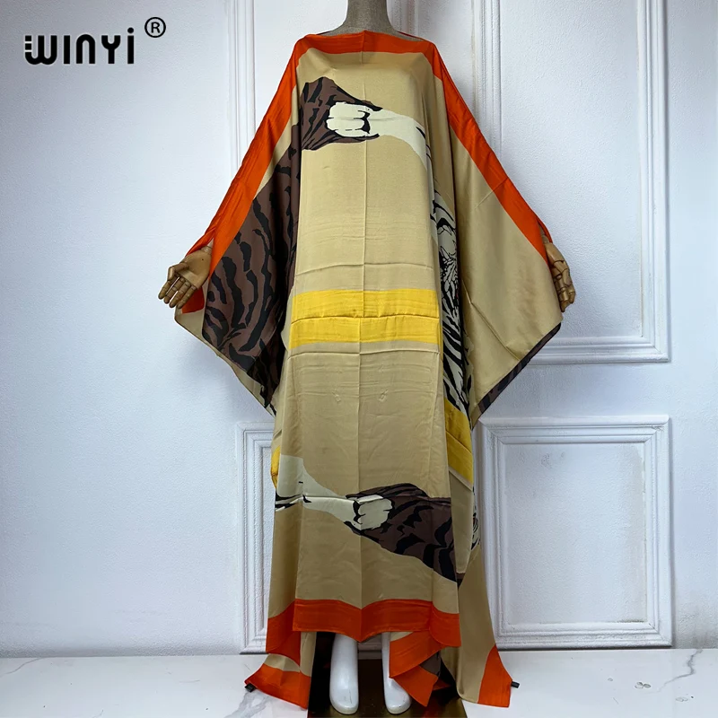 

WINYI abaya dubai luxury Print kaftan africa clothing beach cover up outfits for women loose dress party muslim women clothing