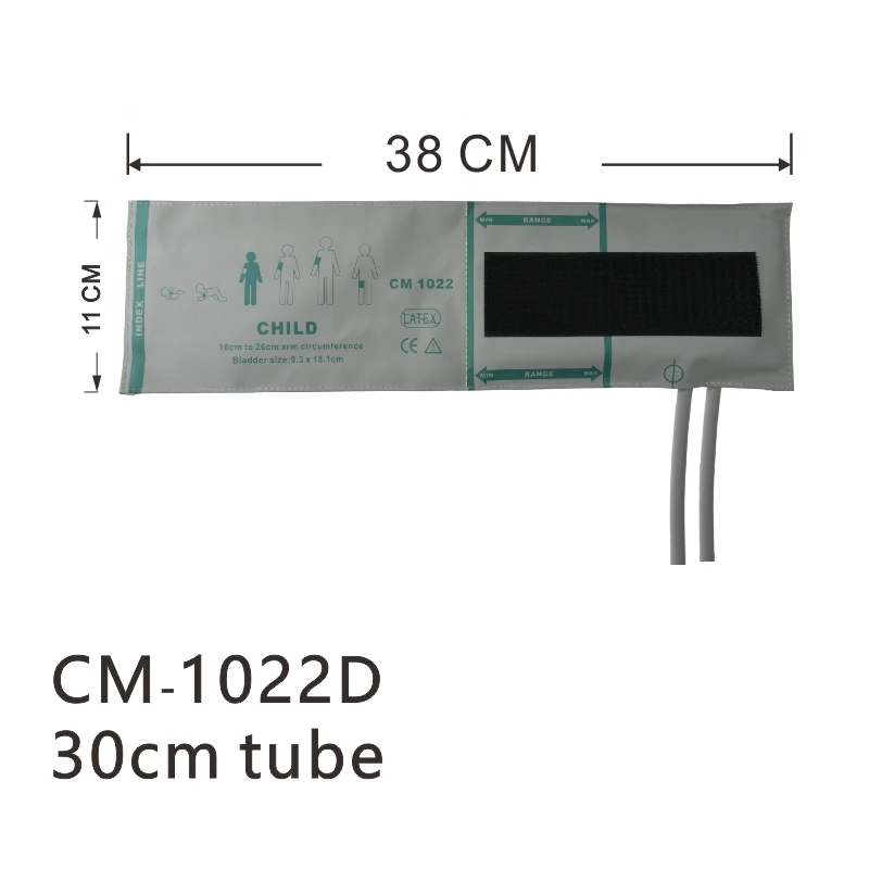 CUFF riutilizzabile per la pressione arteriosa Pediatrico in similpelle grigia NIBP CUFF con vescica Doppio tubo Per sfigmomanometro
