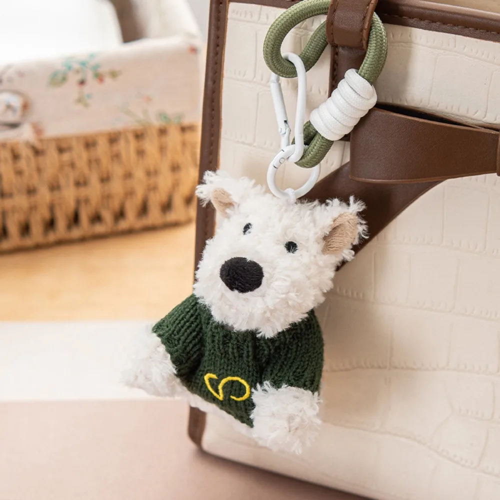 

Kawaii Stuffed West Highland Bag Pendant Cartoon Animal Anti-lost Plush Puppy Doll Keychain Plush Cute Car Hanging Pendant Girls
