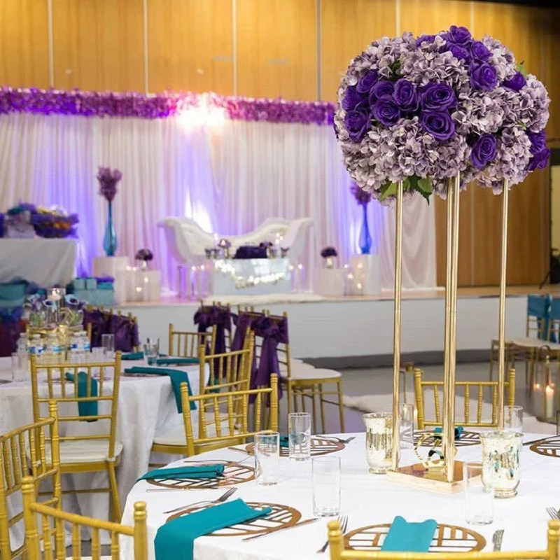 5/10 PCS/ LOT Flower Vase Gold Column Stand Metal Road Lead Wedding Centerpiece Flower Rack For Event Party Decoration