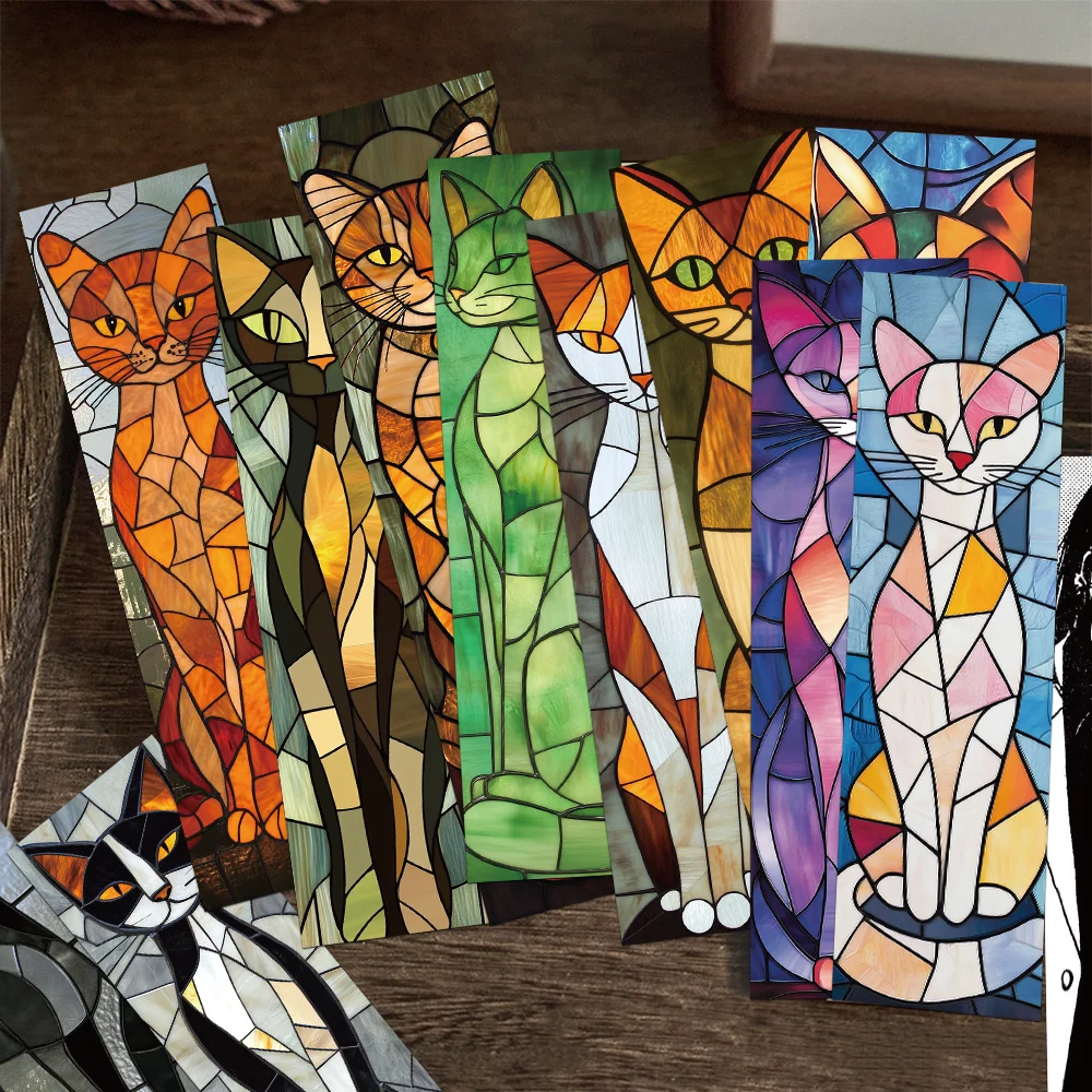 30 Stück elegante Katze Glas strukturierte Lesezeichen Lesebuch Markierung Student Karte Dekoration DIY Buch Buch Seite Markierung Lesezeichen