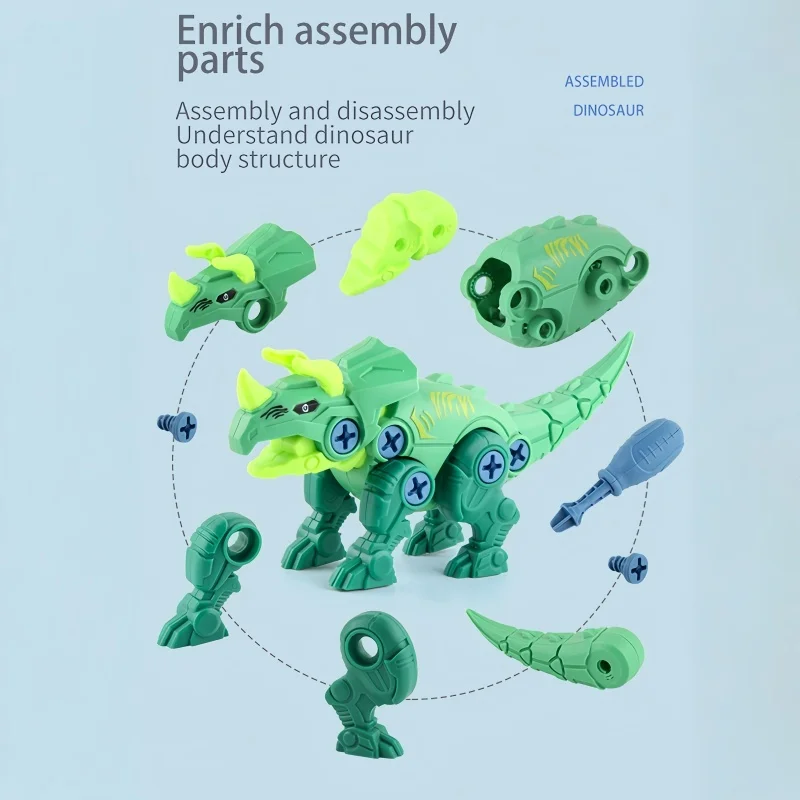 Kinder Montieren Dinosaurier Schrauben Blöcke Spielzeug Set Tyrannosaurus Triceratops DIY Pädagogisches Montage Spielzeug Junge Geburtstag Geschenke