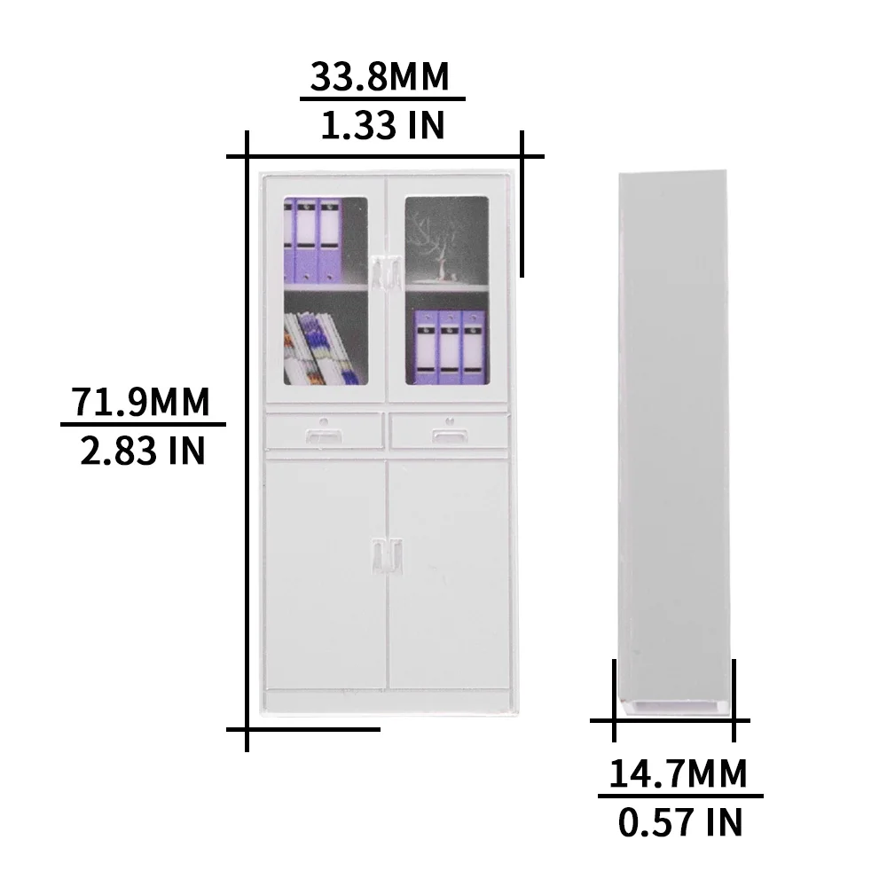 Miniature Scale 1:25 Office File Cabinet/Bookcase Model For Diy Indoor Scene Layout Materials Diorama Kit 1Pcs