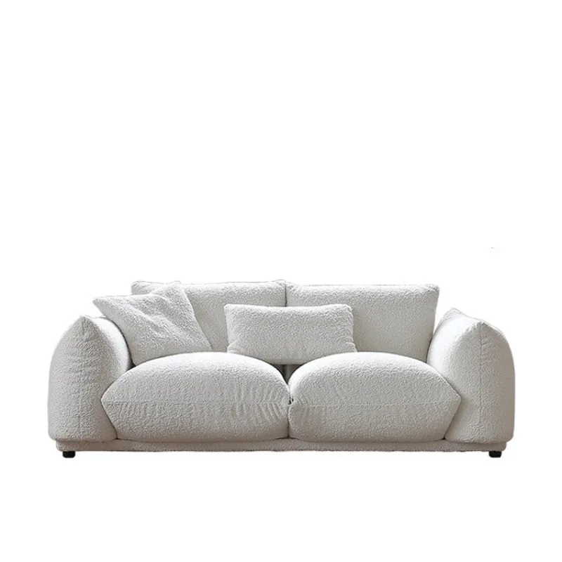 

Lamb wool designer living room white fat bread sofa cream style Italian minimalist cloud fabric sofa