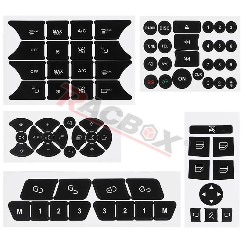 Car Center Console Button Repair Stickers Set for Mercedes Benz C-Class SLK CLS SL GLK A B E-Class W204 C204 W218 W212 W176 W246